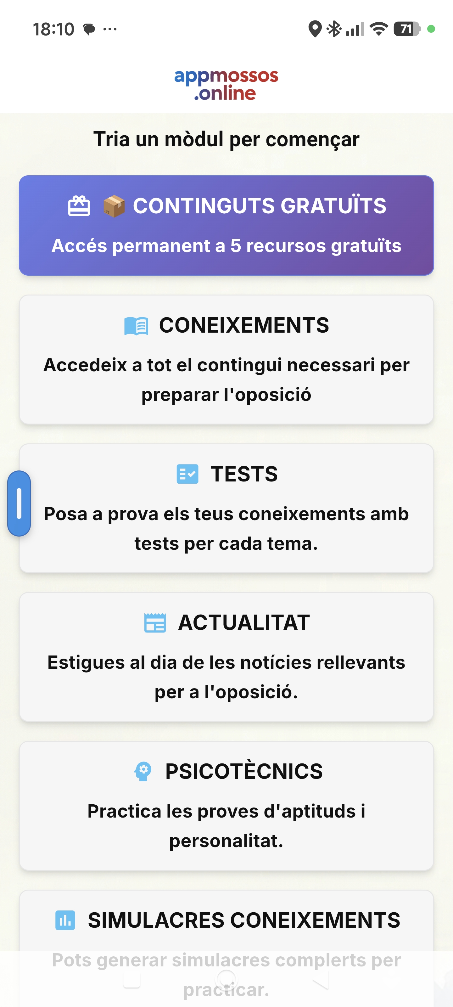 Pantalla principal AppMossos